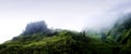 Cloudy mountains of flores, acores islands