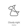 cloudy night icon vector from weather collection. Thin line cloudy night outline icon vector illustration. Linear symbol for use Royalty Free Stock Photo