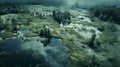 Aerial View Of Eerie Swamp Forest: Serene Pastoral Scenes In Unreal Engine 5