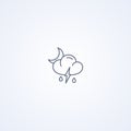 Cloudy night, thunderstorm and downpour, vector best gray line icon Royalty Free Stock Photo