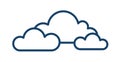 Cloudy and overcast weather icon with group of clouds in line art style. Abstract simple linear logo. Contoured flat