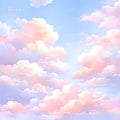 Cloudy Pink Skyline Aquarelle Postcard Backdrop Royalty Free Stock Photo