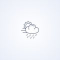 Cloudy, rain and wind, vector best gray line icon Royalty Free Stock Photo