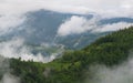 Cloudy Rural Mountain Landscape With Summer Morning Fog In Matisesti Area Of Apuseni National Park, Romania. Beautiful Countryside Royalty Free Stock Photo