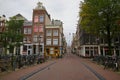 Cloudy September morning on the streets of the old town. Amsterdam Royalty Free Stock Photo