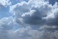 Cloudy skies with dense cumulus clouds