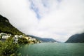 Cloudy skies and water