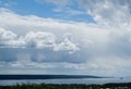 Cloudy sky above river Volga near Kazan, Russia