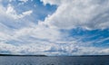 Cloudy sky above river Volga near Kazan, Russia Royalty Free Stock Photo