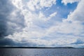 Cloudy sky above river Volga near Kazan, Russia Royalty Free Stock Photo