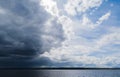 Cloudy sky above river Volga near Kazan, Russia