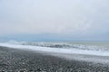 Cloudy sky above sea with waves. Romantic background Royalty Free Stock Photo