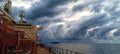 Cloudy sky behind the vessel rain is come Royalty Free Stock Photo