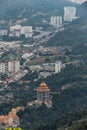 Cloudy sky, cityscape, Guayin octagonal pagoda and mountain with green that viewed from Penang Hill