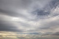 Cloudy sky full of deep grey clouds. Storm is coming. Royalty Free Stock Photo