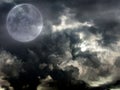 Cloudy sky with the full moon