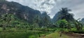 Cloudy sky and green view near rammang-rammang Royalty Free Stock Photo