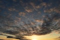 Cloudy sky in the light of the sunset on a summer evening Royalty Free Stock Photo