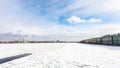 cloudy sky over frozen Neva river with polynya Royalty Free Stock Photo