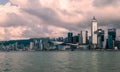 Cloudy sky over Hong Kong cityscape at Victoria harbour Royalty Free Stock Photo