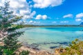 Cloudy sky over Lu Impostu beach in springtime Royalty Free Stock Photo