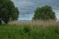 Cloudy sky over Pleshcheevo lake. Royalty Free Stock Photo