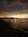 Cloudy sky over the river kn Saint Petersburg