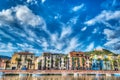 Cloudy sky over Temo river in Bosa