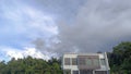 Cloudy sky before raindrops blue sky hillside