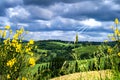 Cloudy sky over Umbrian fields and meadows
