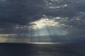 Cloudy sky and sun rays on Adriatic Sea in Croatia Royalty Free Stock Photo