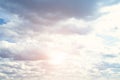 Cloudy sky in sunlight,clouds background at sunset Royalty Free Stock Photo