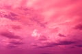 Cloudy sky at sunset. Magenta gradient color. Sky texture Royalty Free Stock Photo