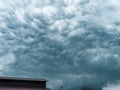 Cloudy sky. Thunderous dark sky. Dark storm clouds in the evening autumn sky Royalty Free Stock Photo