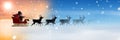 Cloudy sky transition of Santa`s sleigh and reindeer`s Royalty Free Stock Photo