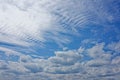 Cloudy sky, with a vast expanse of white billowing clouds obscuring the light of the sun