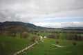 Cloudy Sky and village grass backrounds in early of winter season, peaceful situation, travel destination