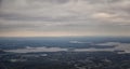 Cloudy Storm, Aerial view of J Percy Priest Reservoir outside of Nashville Tennessee. Royalty Free Stock Photo
