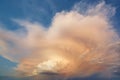 Cloudy stormy dramatic sky with lightning strike. Thunder cloudscape Royalty Free Stock Photo