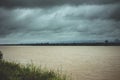Cloudy strom Mekong river view Lao country landscape Royalty Free Stock Photo
