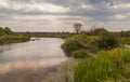 Cloudy summer evening on river