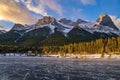 Sunlit Clouds Over A Frozen Quarry Lake Royalty Free Stock Photo