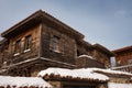 Cloudy, sunny winter day along the narrow streets of the town of Sozopol, Bulgaria