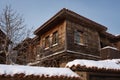 Cloudy, sunny winter day along the narrow streets of the town of Sozopol, Bulgaria