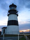 Sunrise at Cape Disappointment Lighthouse at State Park on the Columbia River Estuary, Washington State Royalty Free Stock Photo