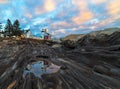 Cloudy sunrise at Pemaquid Point, Maine Royalty Free Stock Photo