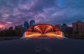 Illuminated Peace Bridge Walkway At Sunrise