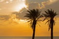 Cloudy sunset in Ashkelon beach, Israel Royalty Free Stock Photo