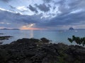 Cloudy sunset on Farang Beach Royalty Free Stock Photo