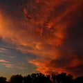 Sunset clouds - red like fire Royalty Free Stock Photo